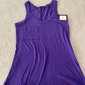 Purple LNA tank with front pocket and back zip